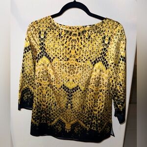Catherine Malandrino Yellow and Black Patterned Blouse